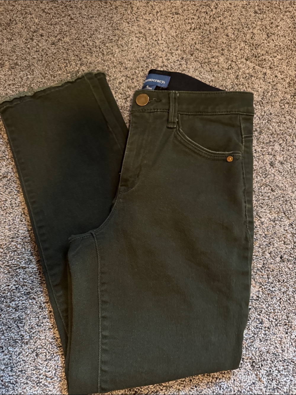 Democracy Slim Straight Jeans in Dark Olive Green
